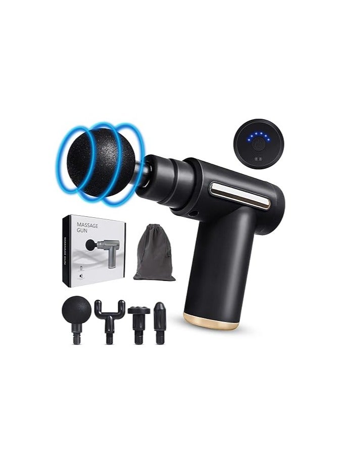 مسدس تدليك العضلات EIEVEY، مسدس تدليك صغير محمول احترافي مع مسدس منخفض الضوضاء من النوع C للشحن، 6 سرعات، 4 رؤوس تدليك، جهاز تدليك للظهر والرقبة